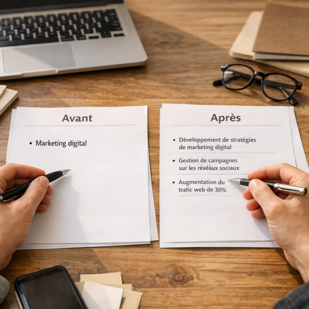 Formulations CV avant-après : transformer un mot-clé en résultat