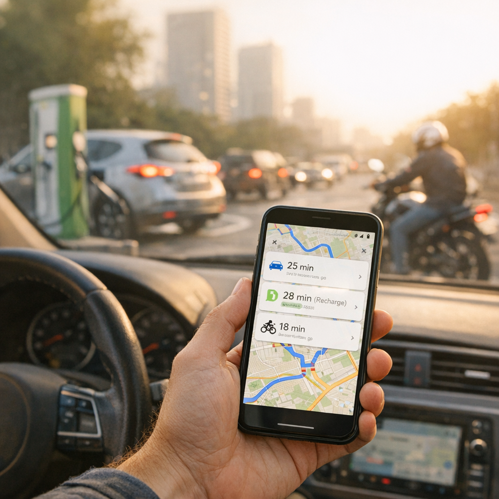 Voiture, électrique, demain moto : les options d’itinéraires que Google traite encore mal